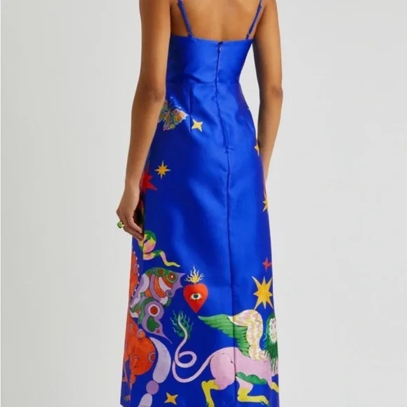 ALEMAIS Guardian Printed Satin Keyhole Midi Dress size US 6 - Picture 3 of 9